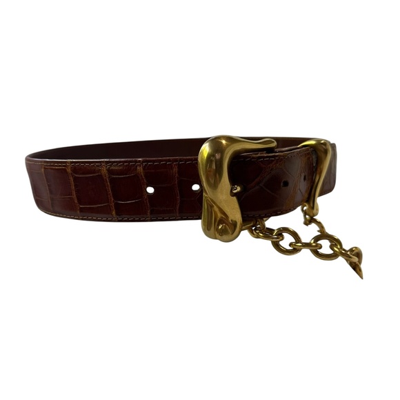 Vintage BARRY KIESELSTEIN-CORD Brown Genuine Alligator Belt 26-28 X Small main image 14